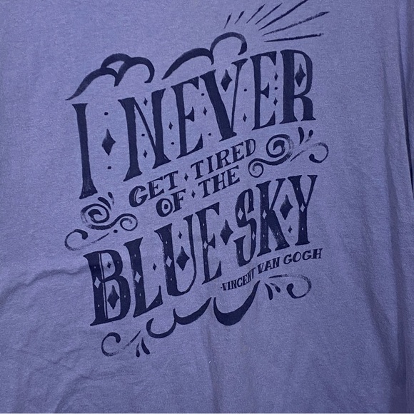 Torrid Womens Shirt sz 1 Blue Scoop Neck Short Sleeve Van Gogh Stretch Top - Picture 3 of 4